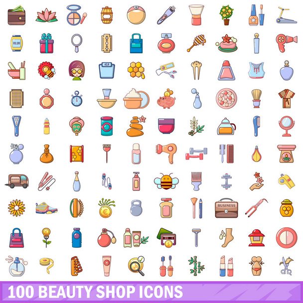 100 іконок магазину краси, мультиплікаційний стиль
 - Вектор, зображення