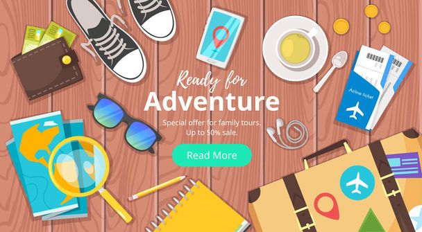  Travel and tourism. Advertisement banner - Vector, Image