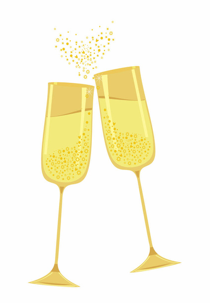Festive gold champagne glasses - Vector, Image