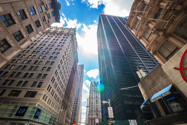 Bottomup view to Skyscrapers of Manhattan NYC - 写真・画像