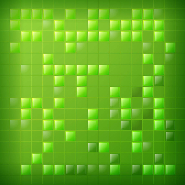 Positive bright background with green squares. Glass and light.V - Vector, Image