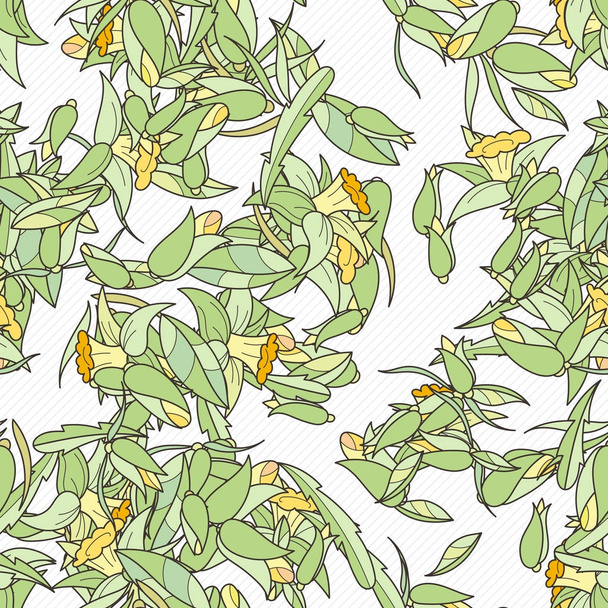 Doodle seamless pattern with various doodle flowers, leaves and branches. - Vector, imagen