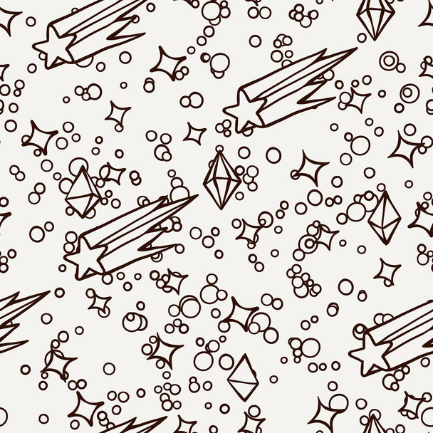 Ручні намальовані каракулі мультфільм безшовний візерунок з кометами і кристалами
. - Вектор, зображення