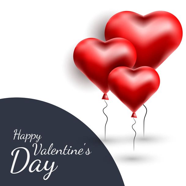 Vector greeting card with 3d hearts. Valentine s Day. Love and romance - Vector, Image