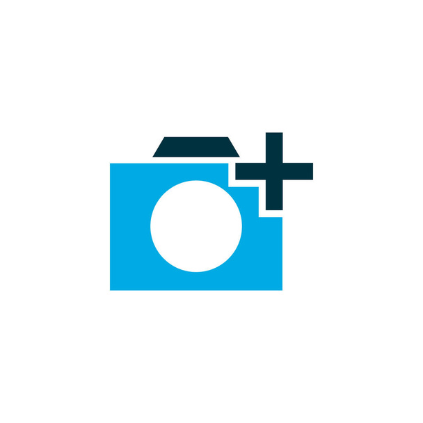 Voeg een foto pictogram gekleurde symbool toe. Premium kwaliteit geïsoleerd fotograferen element in trendy stijl. - Vector, afbeelding
