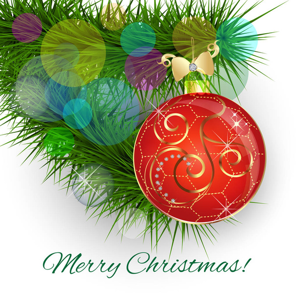 Christmas tree garland greetings card - Wektor, obraz