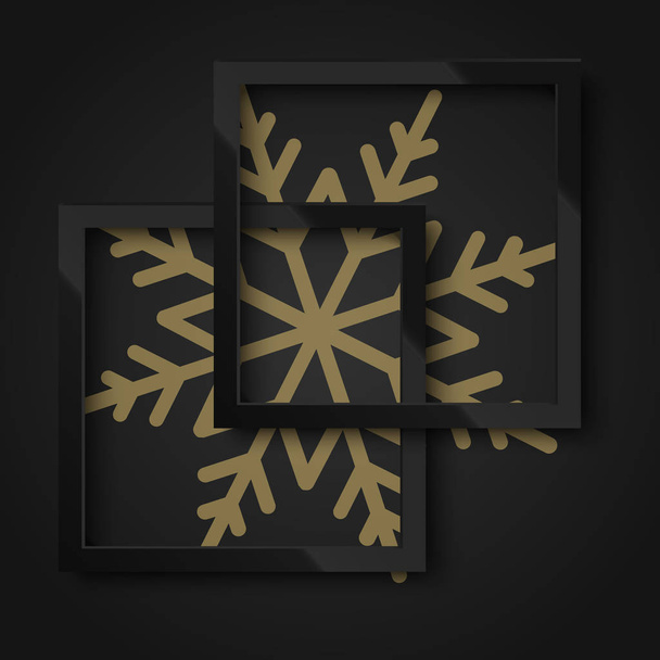 Happy New Year 2018 black background with black frame and gold snow. Vector - Vektor, obrázek