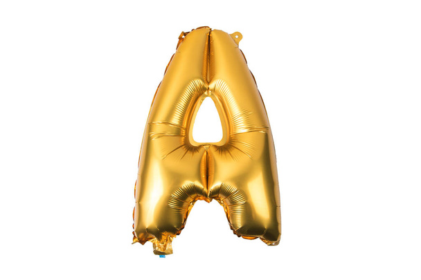 English alphabet   from yellow (Golden) balloons on a white back - Фото, зображення