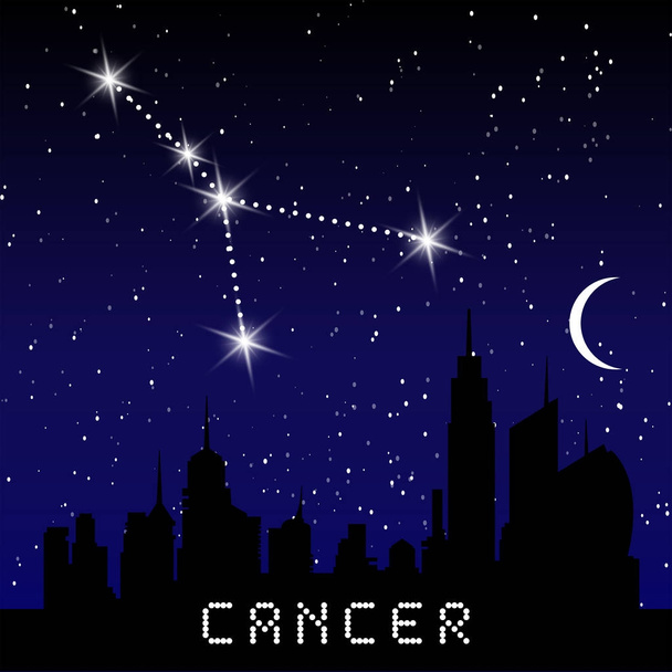 Cancro costellazioni zodiacali segno sul bel cielo stellato con la galassia e lo spazio dietro. Oroscopo Cancro costellazione simbolo su sfondo cosmo profondo
. - Vettoriali, immagini