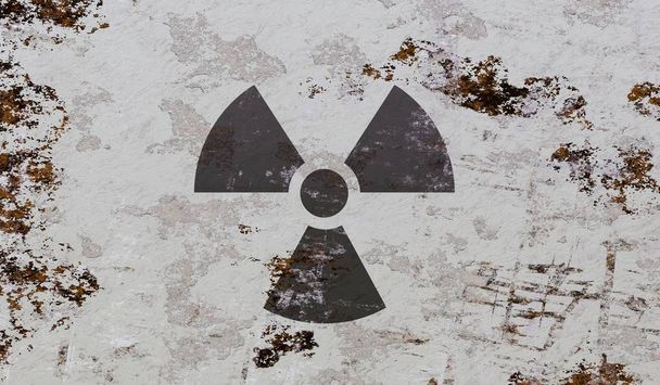 Nuclear and radioactive symbol on grunge background. 3D rendered - Photo, Image
