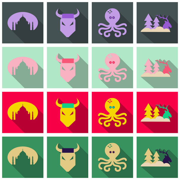 Conjunto de iconos escandinavos de estilo nacional. Piso con sombra
 - Vector, Imagen