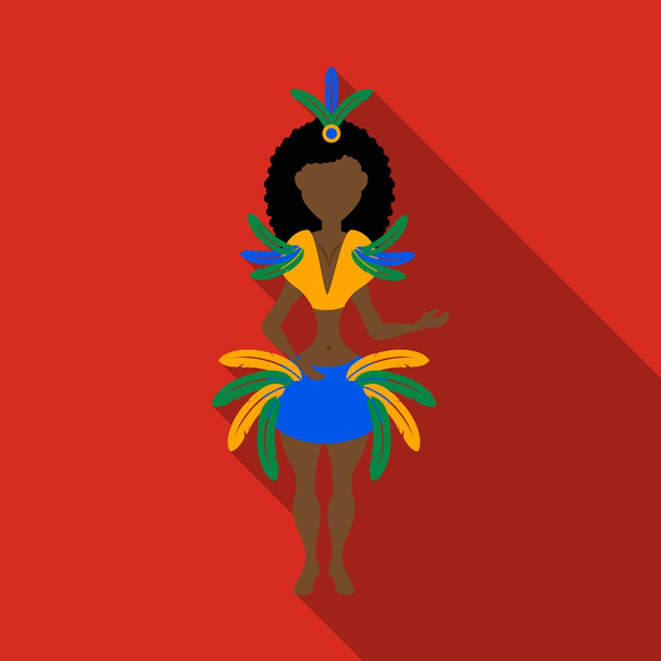 Brazilian samba dancers. Vector carnival girls wearing a festival costume is dancing. - Vector, Image