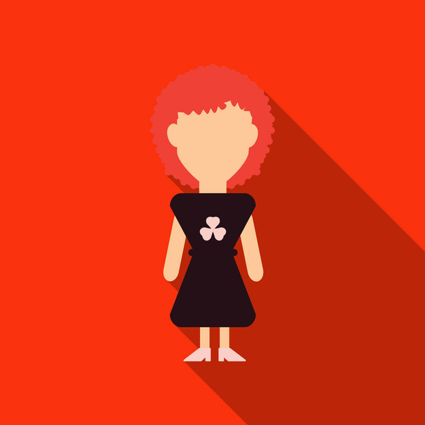 Ilustración de una niña vestida con un vestido hecho con tréboles
 - Vector, Imagen