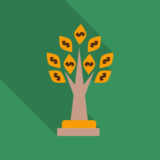 money tree in flat style with shadow - Vector, Image