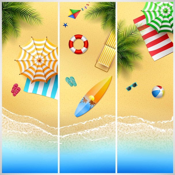 Set of Three tropical beach - Vector, Image
