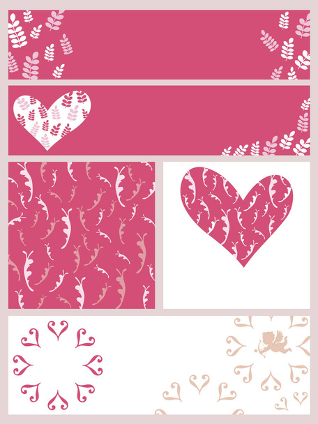 A set of assorted Valentines Day cards, vector illustration. (without sample text) - Vector, Image
