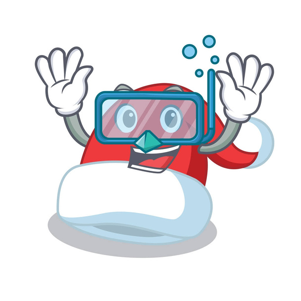 Diving Christmas hat character cartoon - Vector, imagen