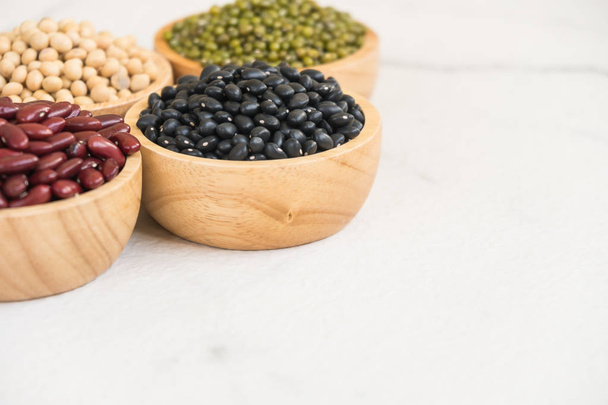 腎臓ムング黒と大豆の健康栄養食品コンセプト スタイルとミックス豆 - 写真・画像