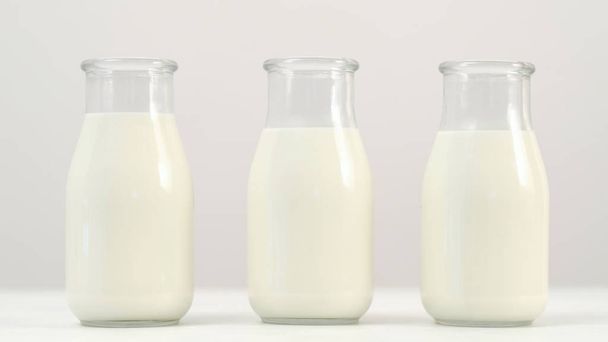 three milk yogurt bottles selection choice - Photo, Image