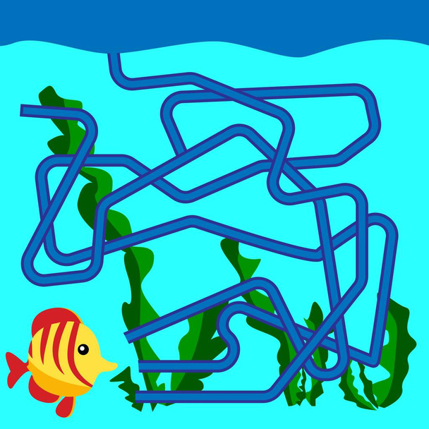 Cartoon Illustration of Paths or Maze Puzzle Activity Game. Kids learning games collection - Wektor, obraz