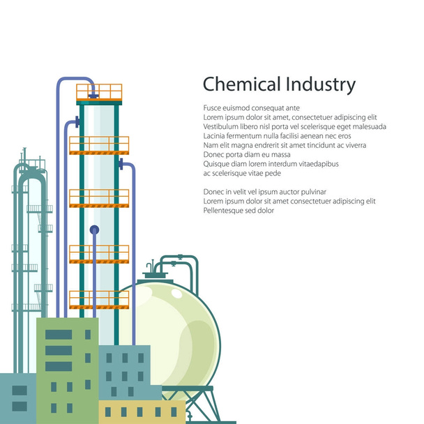 Chemical Plant Isolated and Text - Vector, Image