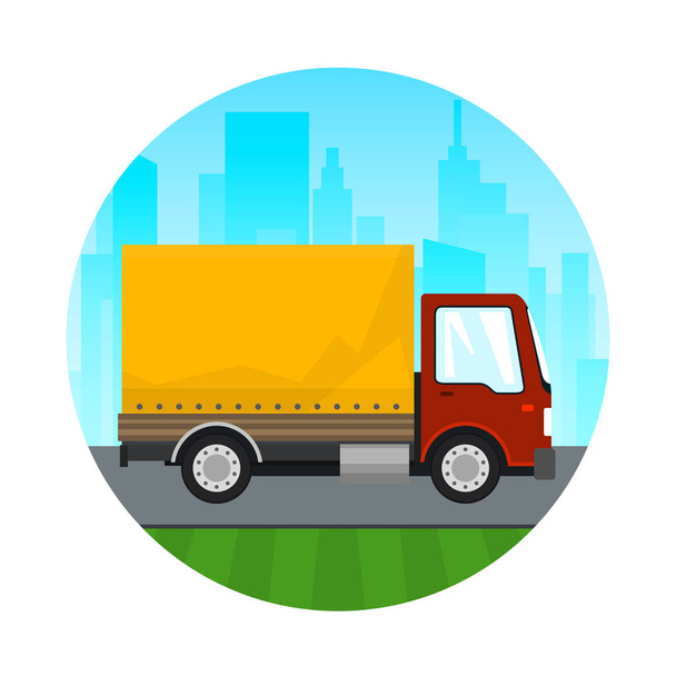 Icon vermelho laranja carga entrega caminhão
 - Vetor, Imagem