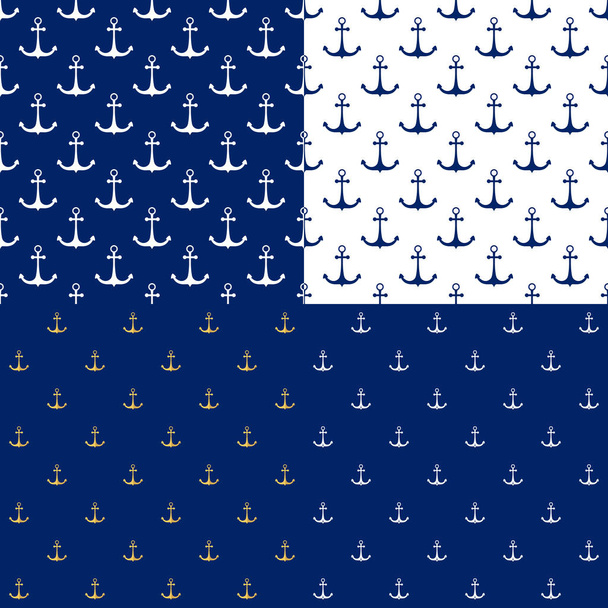 Seamless Marine Pattern with Anchor - Vector, Imagen