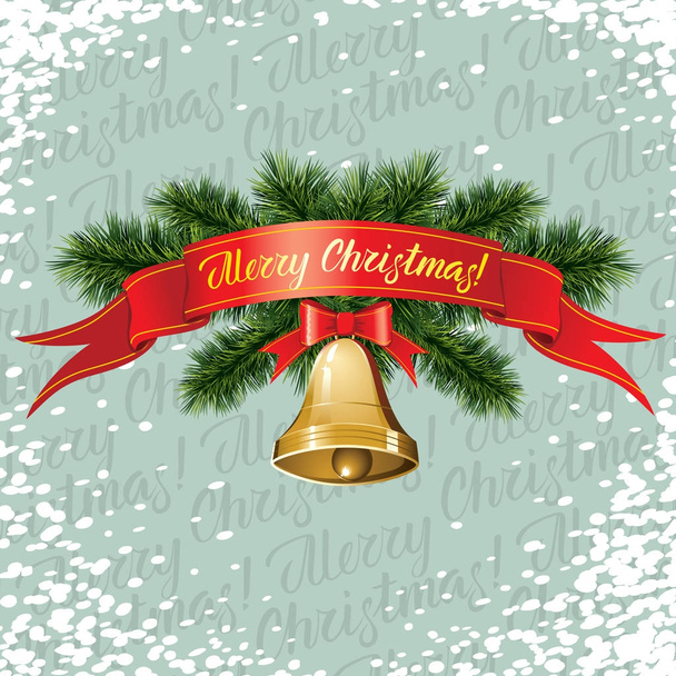 Lettering Merry Christmas and Bell - Vector, Image