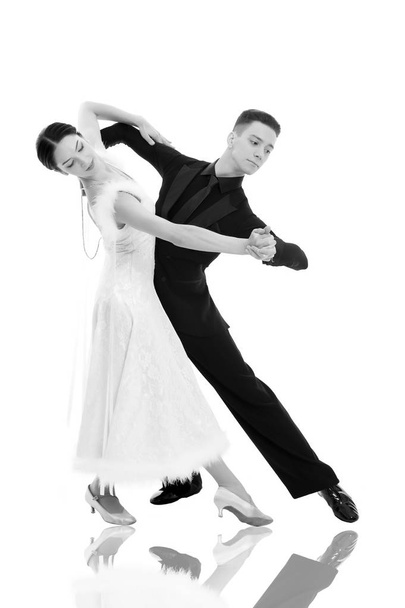 dance ballroom couple in a dance pose isolated on white background - 写真・画像