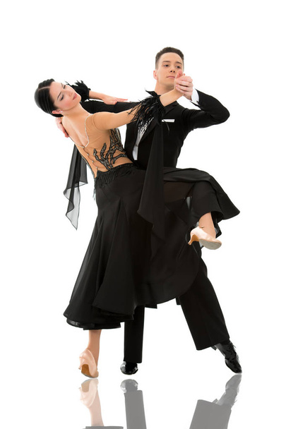 dance ballroom couple in a dance pose isolated on white background - Valokuva, kuva