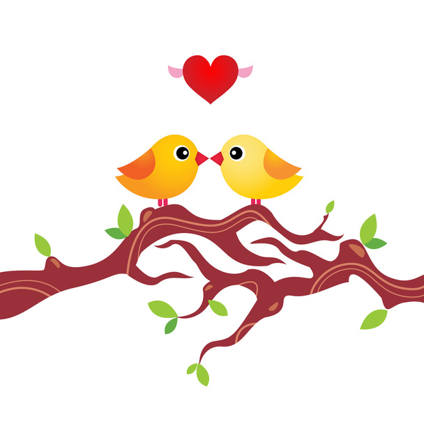 χαριτωμένα πουλιά στην αγάπη - Διάνυσμα, εικόνα