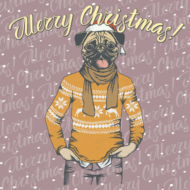 Pug perro de Navidad
 - Vector, imagen