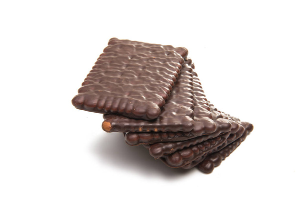 cracker in chocolade glazuur geïsoleerd - Foto, afbeelding