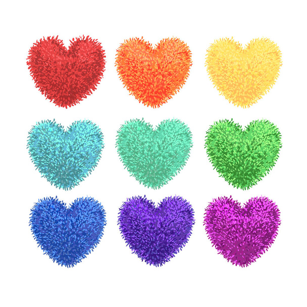 pompones esponjosos en forma de corazón
 - Vector, imagen