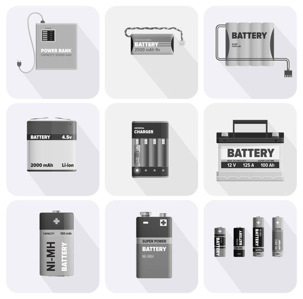 Black and White Charging Devices Illustrations Set - Вектор, зображення