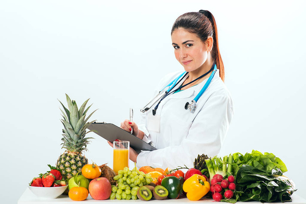 Dietetyka kobiet w mundurze z stetoskop - Zdjęcie, obraz