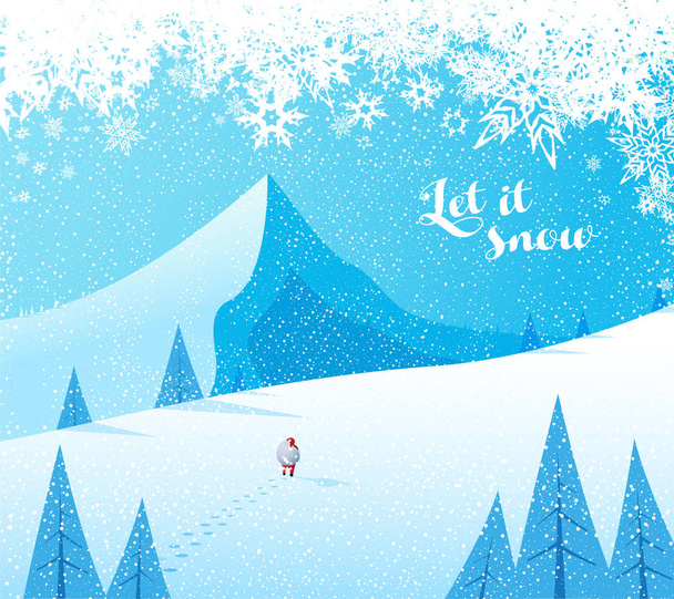 サンタ クロースやメリーの Chr と冬の山の風景 - ベクター画像