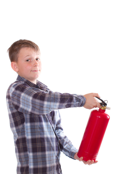boy with a fire extinguisher - Foto, Imagen