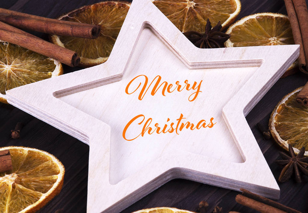 Christmas gretting card with lettering merry christmas. - 写真・画像