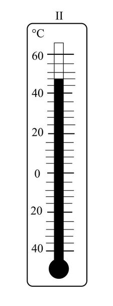 Icono del termómetro. Vector. Escala Celsius. medir la temperatura caliente y fría. 48 grados centígrados
 - Vector, Imagen