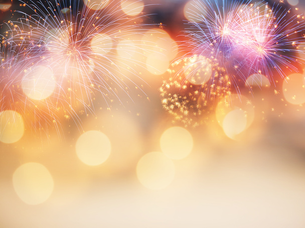 új év háttér nyaralás fények és a tűzijáték - Fotó, kép