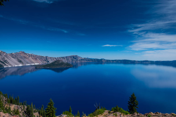 Blue Sky and Blue Water at Crater Lake - Photo, Image