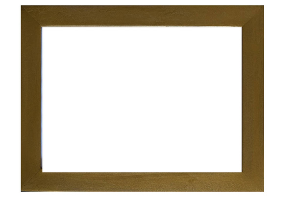 Gold wooden frame isolated on a white background - Photo, Image