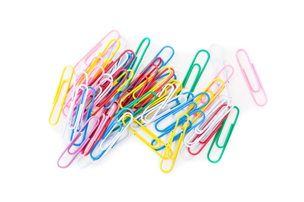 Metal paper clips  isolated on a white background - Photo, Image