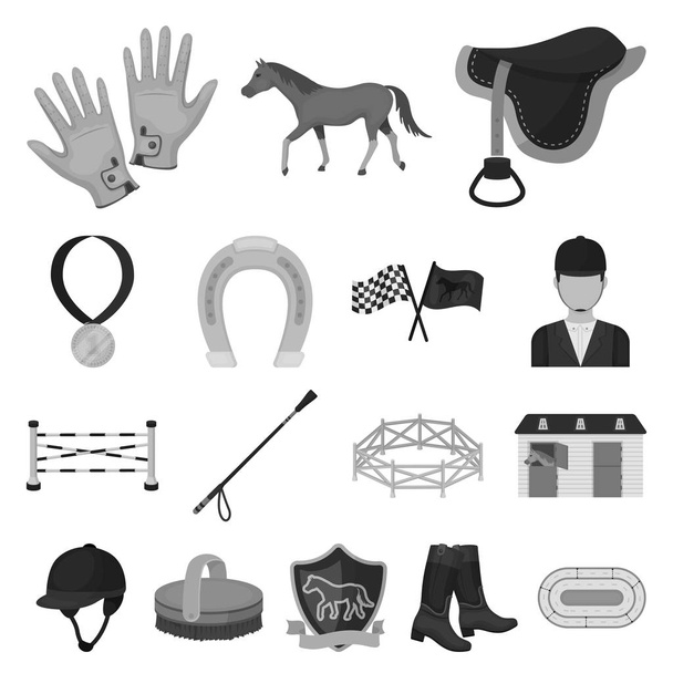 Hippodrome and horse monochrome icons in set collection for design. Horse Racing and Equipment vector symbol stock web illustration. - Вектор, зображення