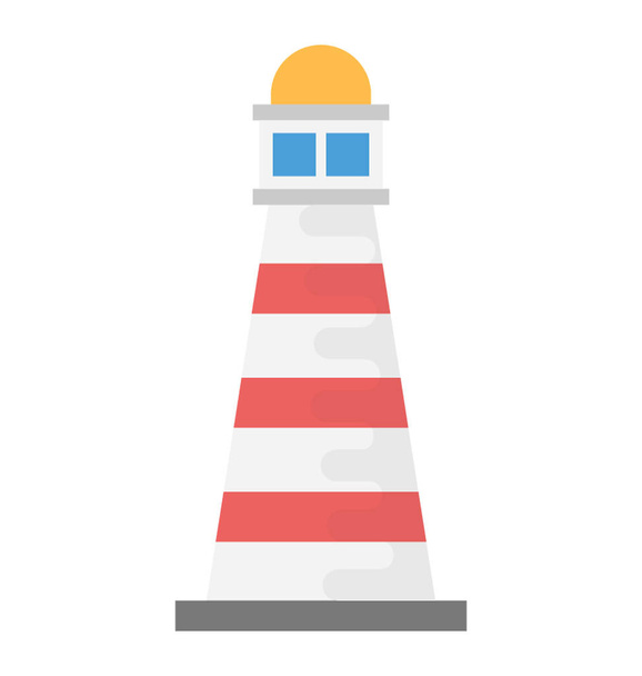 A light house for sea navigational aid flat icon - Vector, afbeelding