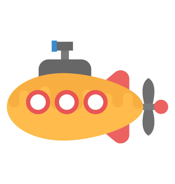 A cartoon vector design of submarine with periscope flat icon - Vektor, Bild