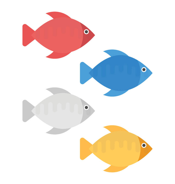 Tropical colored cartoon fishes for aquarium, flat vector icon - Διάνυσμα, εικόνα