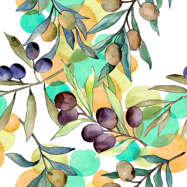 Olive tree pattern in a watercolor style. - Foto, immagini