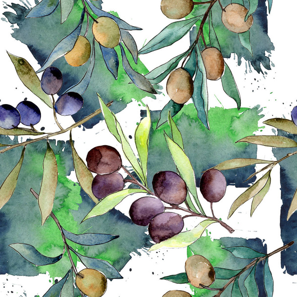 Візерунок оливкового дерева в акварельному стилі
. - Фото, зображення